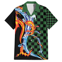 Japanese Asanoha Pattern Family Matching Short Sleeve Bodycon Dress and Hawaiian Shirt Sun Flame Slayer Dragon Hinokami Kagura Spirit - Polynesian Pride