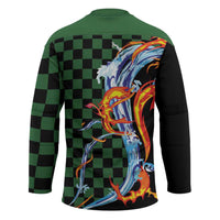 Japanese Asanoha Pattern Hockey Jersey Sun Flame Slayer Dragon Hinokami Kagura Spirit - Polynesian Pride
