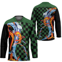 Japanese Asanoha Pattern Hockey Jersey Sun Flame Slayer Dragon Hinokami Kagura Spirit - Polynesian Pride