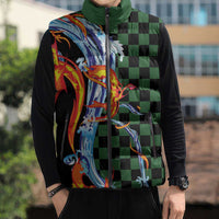 Japanese Asanoha Pattern Sleeveless Puffer Jacket Sun Flame Slayer Dragon Hinokami Kagura Spirit LT9 - Polynesian Pride