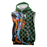 Japanese Asanoha Pattern Sleeveless Zip Hoodie Sun Flame Slayer Dragon Hinokami Kagura Spirit - Polynesian Pride
