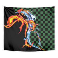 Japanese Asanoha Pattern Tapestry Sun Flame Slayer Dragon Hinokami Kagura Spirit - Polynesian Pride