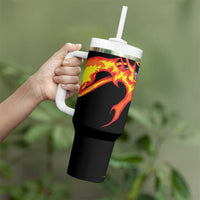 Japanese Asanoha Pattern Tumbler With Handle Sun Flame Slayer Dragon Hinokami Kagura Spirit - Polynesian Pride