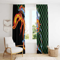 Japanese Asanoha Pattern Window Curtain Sun Flame Slayer Dragon Hinokami Kagura Spirit - Polynesian Pride
