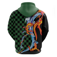 Japanese Asanoha Pattern Zip Hoodie Sun Flame Slayer Dragon Hinokami Kagura Spirit - Polynesian Pride