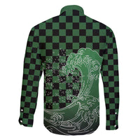 Japanese Asanoha Pattern Family Matching Short Sleeve Bodycon Dress and Hawaiian Shirt Water Breathing Slayer Dragon - Polynesian Pride