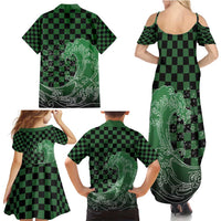 Japanese Asanoha Pattern Family Matching Summer Maxi Dress and Hawaiian Shirt Water Breathing Slayer Dragon - Polynesian Pride