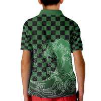 Japanese Asanoha Pattern Kid Polo Shirt Water Breathing Slayer Dragon - Polynesian Pride