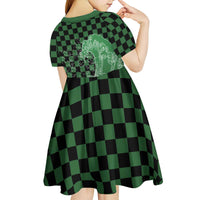 Japanese Asanoha Pattern Kid Short Sleeve Dress Water Breathing Slayer Dragon - Polynesian Pride