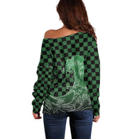Japanese Asanoha Pattern Off Shoulder Sweater Water Breathing Slayer Dragon - Polynesian Pride