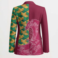 Japanese Bishamon-Kikkou Pattern Blazer Water Pillar Silent River Flow - Polynesian Pride