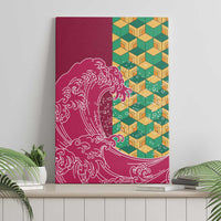 Japanese Bishamon-Kikkou Pattern Canvas Wall Art Water Pillar Silent River Flow - Polynesian Pride