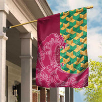 Japanese Bishamon-Kikkou Pattern Garden Flag Water Pillar Silent River Flow - Polynesian Pride