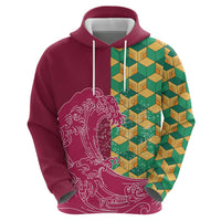 Japanese Bishamon-Kikkou Pattern Hoodie Water Pillar Silent River Flow - Polynesian Pride