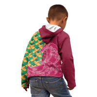 Japanese Bishamon-Kikkou Pattern Kid Hoodie Water Pillar Silent River Flow - Polynesian Pride