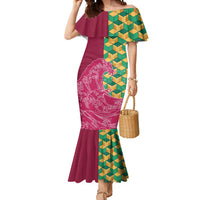 Japanese Bishamon-Kikkou Pattern Mermaid Dress Water Pillar Silent River Flow - Polynesian Pride