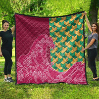 Japanese Bishamon-Kikkou Pattern Quilt Water Pillar Silent River Flow - Polynesian Pride