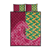 Japanese Bishamon-Kikkou Pattern Quilt Bed Set Water Pillar Silent River Flow - Polynesian Pride