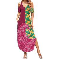 Japanese Bishamon-Kikkou Pattern Summer Maxi Dress Water Pillar Silent River Flow - Polynesian Pride