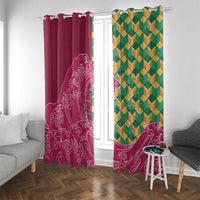 Japanese Bishamon-Kikkou Pattern Window Curtain Water Pillar Silent River Flow - Polynesian Pride