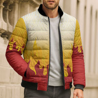 Japanese Kaen Pattern Bomber Puffer Jacket Flame Pillar Blazing Lion Heart - Polynesian Pride