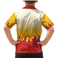 Japanese Kaen Pattern Family Matching Mermaid Dress and Hawaiian Shirt Flame Pillar Blazing Lion Heart - Polynesian Pride