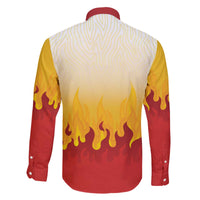 Japanese Kaen Pattern Family Matching Off The Shoulder Long Sleeve Dress and Hawaiian Shirt Flame Pillar Blazing Lion Heart - Polynesian Pride