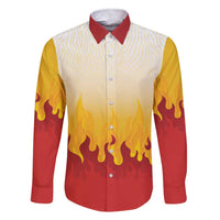 Japanese Kaen Pattern Family Matching Short Sleeve Bodycon Dress and Hawaiian Shirt Flame Pillar Blazing Lion Heart - Polynesian Pride