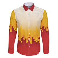 Japanese Kaen Pattern Family Matching Summer Maxi Dress and Hawaiian Shirt Flame Pillar Blazing Lion Heart - Polynesian Pride