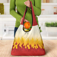 Japanese Kaen Pattern Grocery Bag Flame Pillar Blazing Lion Heart - Polynesian Pride