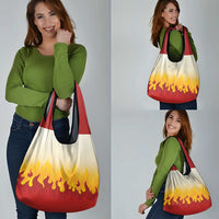 Japanese Kaen Pattern Grocery Bag Flame Pillar Blazing Lion Heart - Polynesian Pride