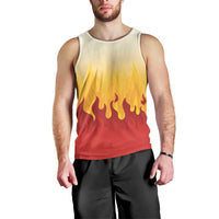 Japanese Kaen Pattern Men Tank Top Flame Pillar Blazing Lion Heart - Polynesian Pride