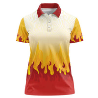 Japanese Kaen Pattern Women Polo Shirt Flame Pillar Blazing Lion Heart - Polynesian Pride