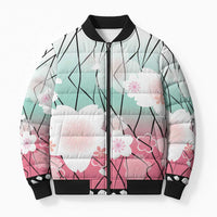 Japanese Kocho Pattern Bomber Puffer Jacket Insect Pillar Butterfly Flower Fairy LT9 Unisex Pink - Polynesian Pride