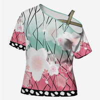 Japanese Kocho Pattern Cross Shoulder Shirt Insect Pillar Butterfly Flower Fairy - Polynesian Pride