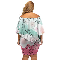 Japanese Kocho Pattern Family Matching Off Shoulder Short Dress and Hawaiian Shirt Insect Pillar Butterfly Flower Fairy - Polynesian Pride