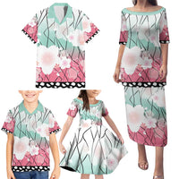 Japanese Kocho Pattern Family Matching Puletasi and Hawaiian Shirt Insect Pillar Butterfly Flower Fairy - Polynesian Pride