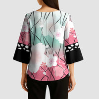 Japanese Kocho Pattern Kimono Sleeve Blouse Insect Pillar Butterfly Flower Fairy - Polynesian Pride