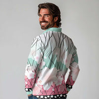 Japanese Kocho Pattern Long Sleeve Polo Shirt Insect Pillar Butterfly Flower Fairy - Polynesian Pride