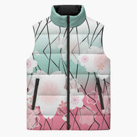 Japanese Kocho Pattern Sleeveless Puffer Jacket Insect Pillar Butterfly Flower Fairy - Polynesian Pride