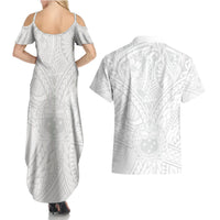 Samoa Lotu Tamaiti Couples Matching Summer Maxi Dress and Hawaiian Shirt Polynesian White Sunday Simple LT9 - Polynesian Pride
