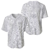 Samoa Lotu Tamait Baseball Jersey Tropical Plant White Sunday With Polynesia Pattern LT9 - Polynesian Pride