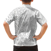 Samoa Lotu Tamait Family Matching Short Sleeve Bodycon Dress and Hawaiian Shirt Tropical Plant White Sunday With Polynesia Pattern LT9 - Polynesian Pride