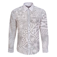 Personalised Tonga White Sunday Family Matching Long Sleeve Bodycon Dress and Hawaiian Shirt Tropical Plant With Polynesian Pattern LT9 Dad's Shirt - Long Sleeve White - Polynesian Pride