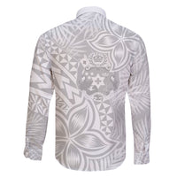 Personalised Tonga White Sunday Family Matching Off Shoulder Long Sleeve Dress and Hawaiian Shirt Tropical Plant With Polynesian Pattern LT9 - Polynesian Pride