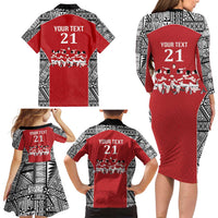 Custom Tonga Rugby Mate Ma'a Family Matching Long Sleeve Bodycon Dress and Hawaiian Shirt Tonga XIII Make History Pacific Champions