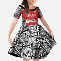 Custom Tonga Rugby Mate Ma'a Family Matching Mermaid Dress and Hawaiian Shirt Tonga XIII Make History Pacific Champions LT9 Daughter's Dress Red - Polynesian Pride