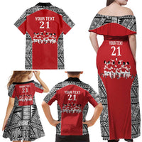 Custom Tonga Rugby Mate Ma'a Family Matching Off Shoulder Maxi Dress and Hawaiian Shirt Tonga XIII Make History Pacific Champions