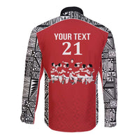Custom Tonga Rugby Mate Ma'a Long Sleeve Button Shirt Tonga XIII Make History Pacific Champions LT9 - Polynesian Pride