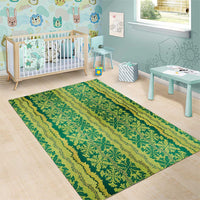 Hawaii Lei with Tribal Quilt Motif Area Rug